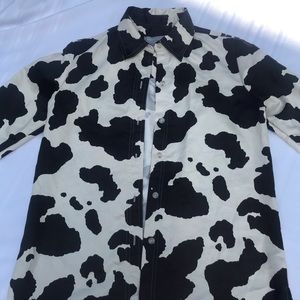 First Issue Liz Claiborne Cow Print Button Shirt S